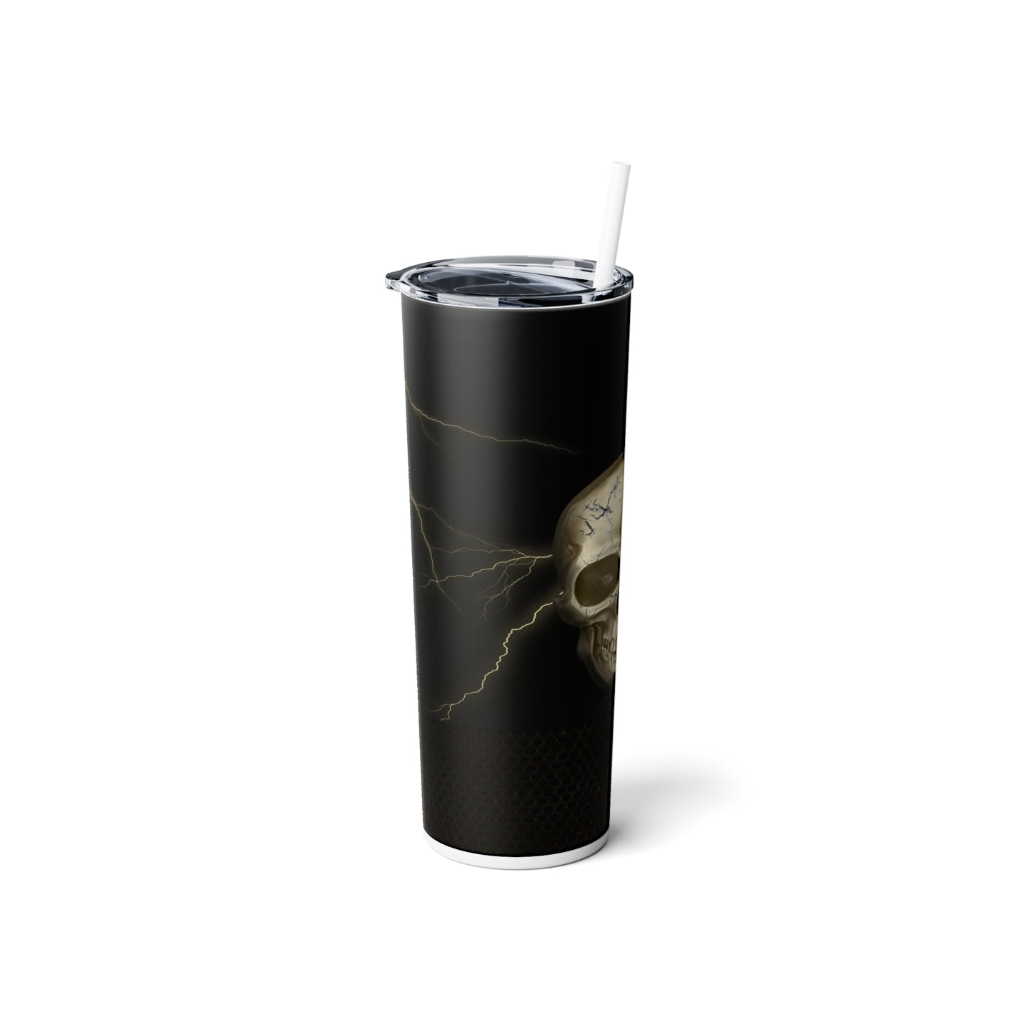 Golden Skull with Lightning Skinny Tumbler with Straw