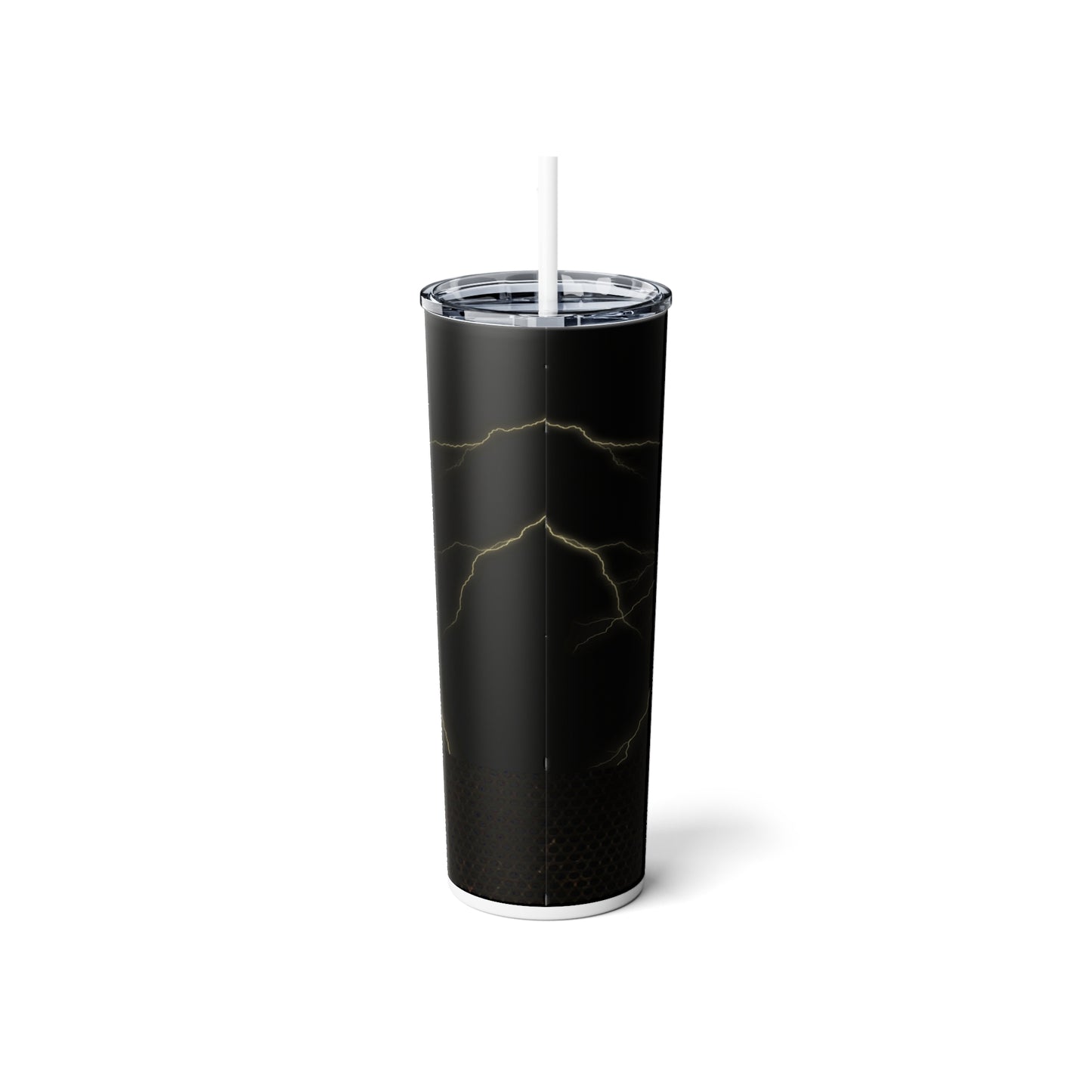 Golden Skull with Lightning Skinny Tumbler with Straw
