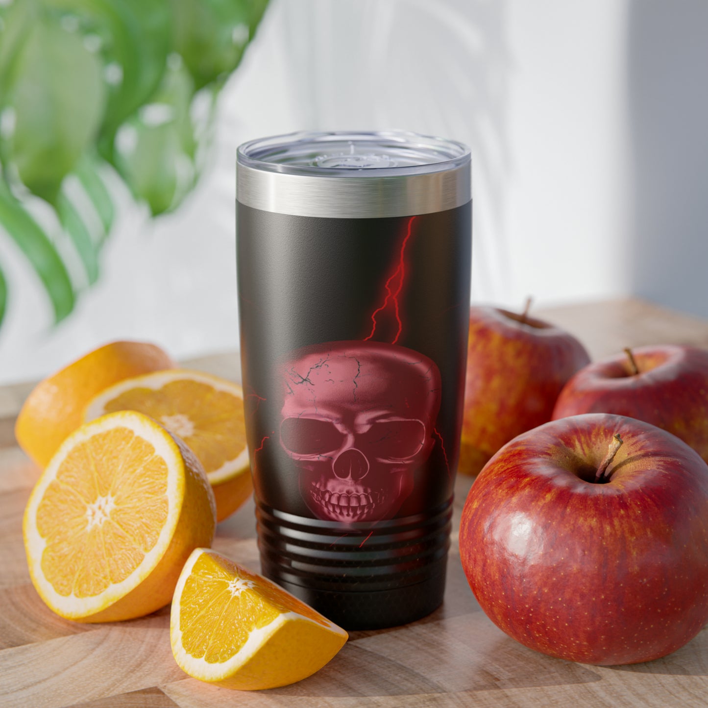 Red Skull with Lightning Tumbler