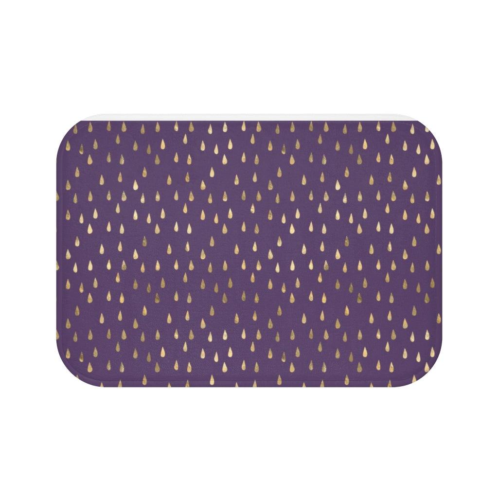 Golden Rain Drops on Eggplant Bath Mat - Swishgoods