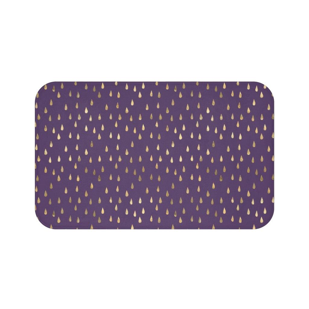 Golden Rain Drops on Eggplant Bath Mat - Swishgoods