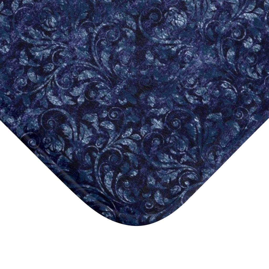 Damasked in Blues Bath Mat - Swishgoods