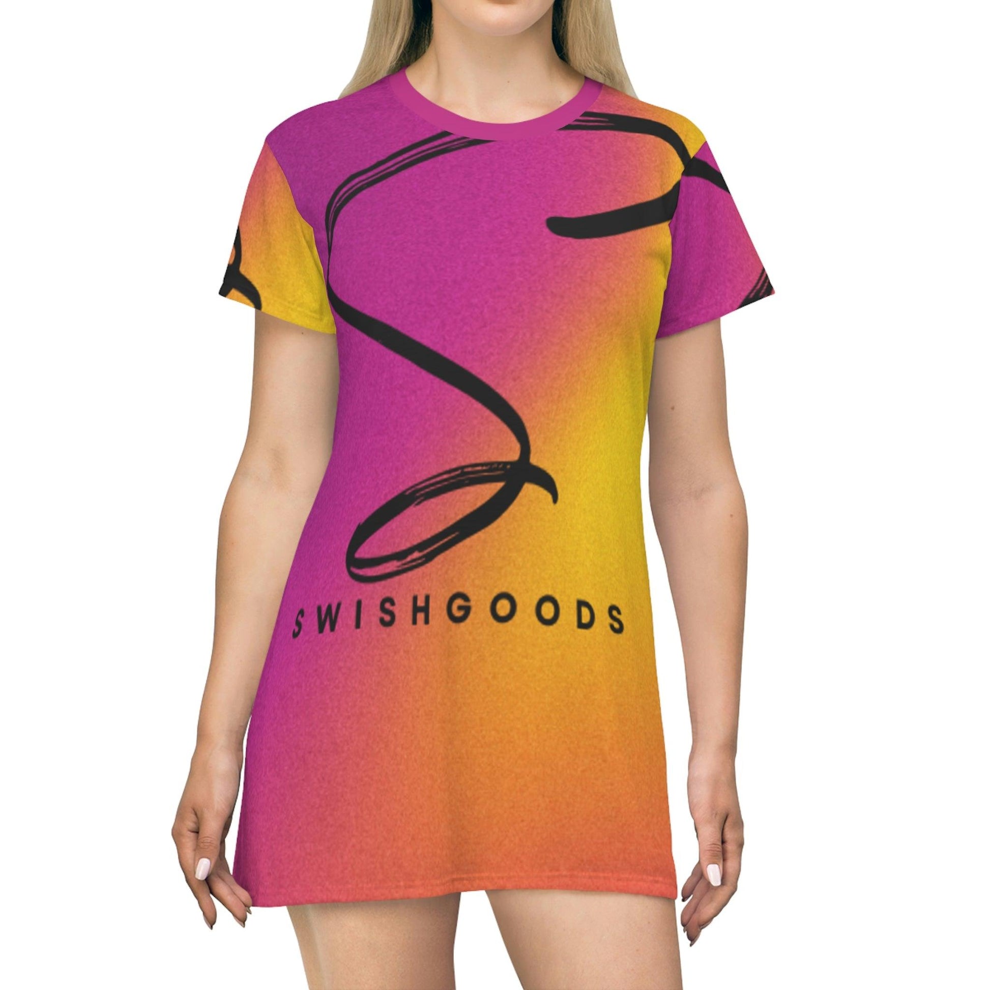 All Over Print T-Shirt Dress - Swishgoods