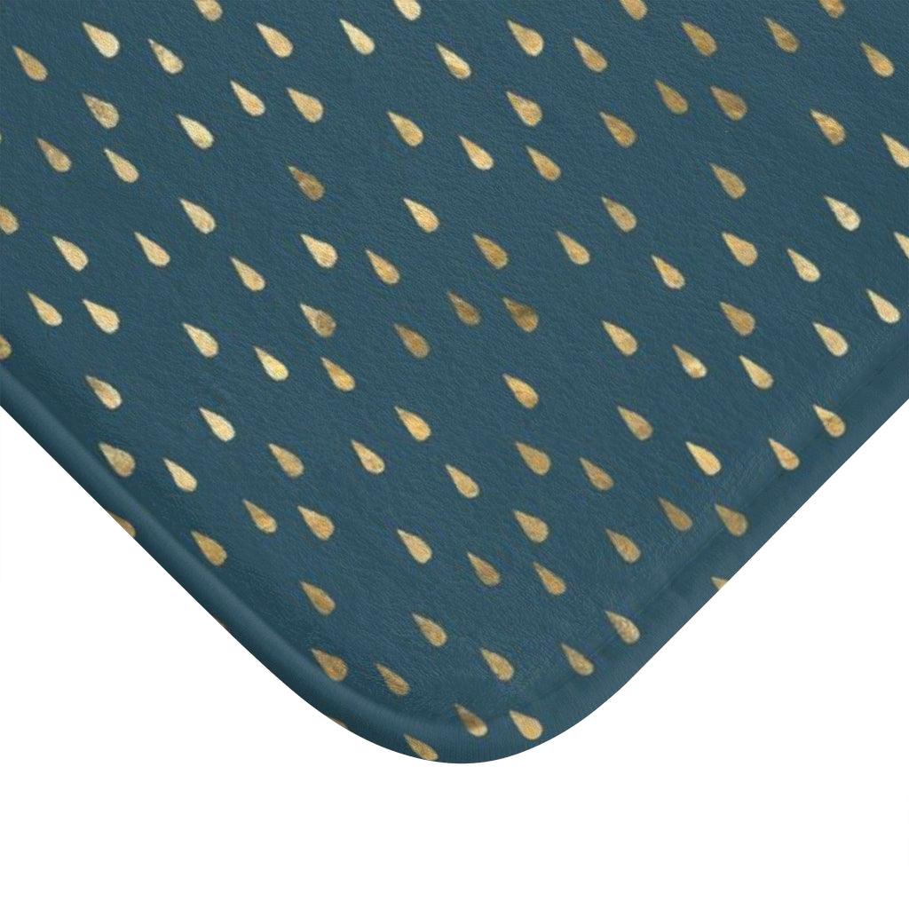 Golden Rain Drops on Solid Bath Mat - Swishgoods