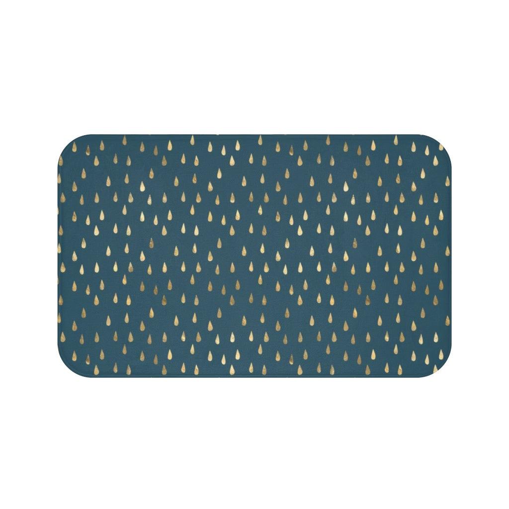 Golden Rain Drops on Solid Bath Mat - Swishgoods