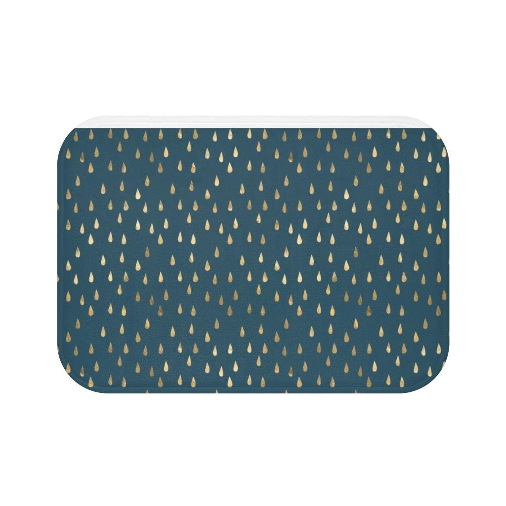 Golden Rain Drops on Solid Bath Mat - Swishgoods