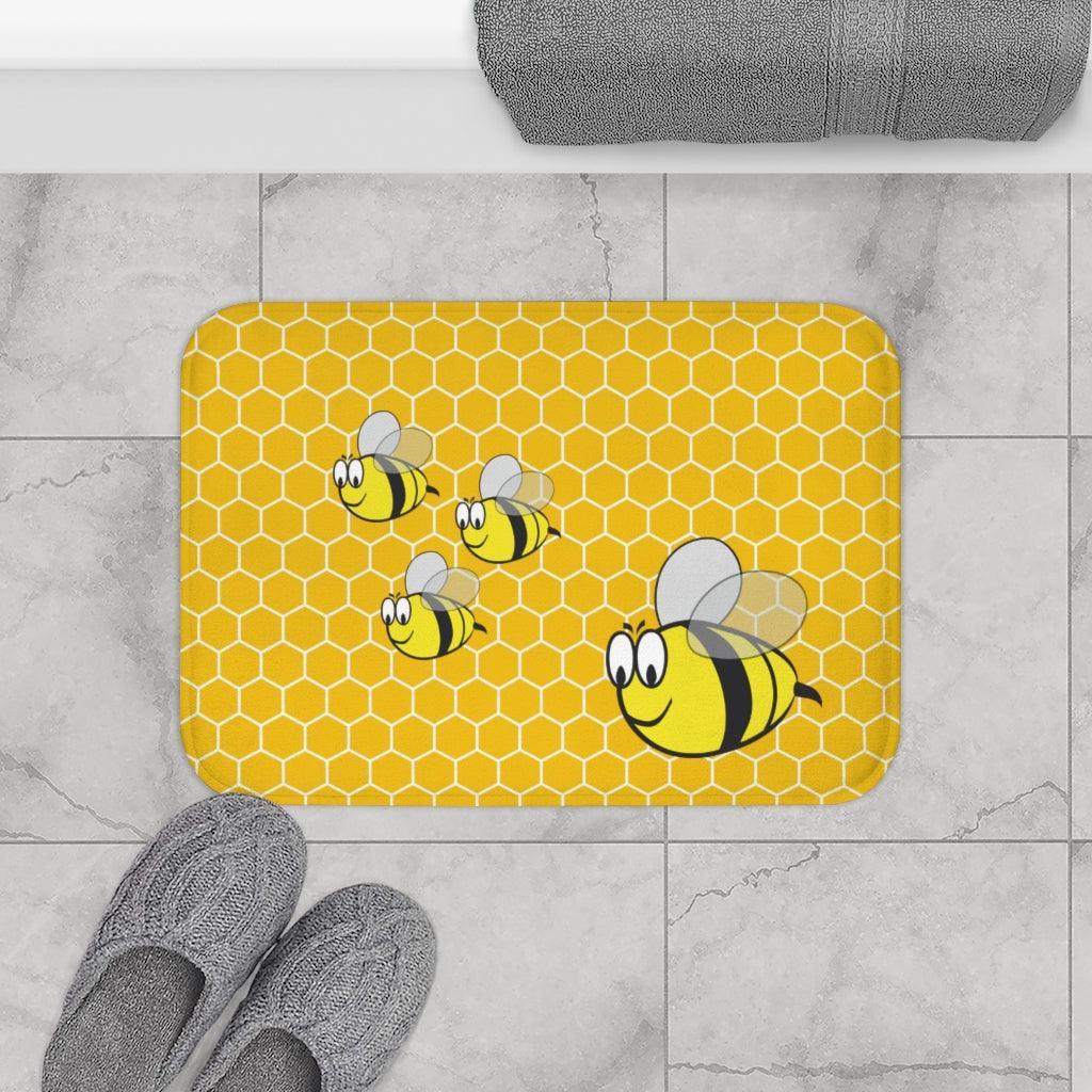 Bumble Bee on Honeycomb Bath Mat - Swishgoods