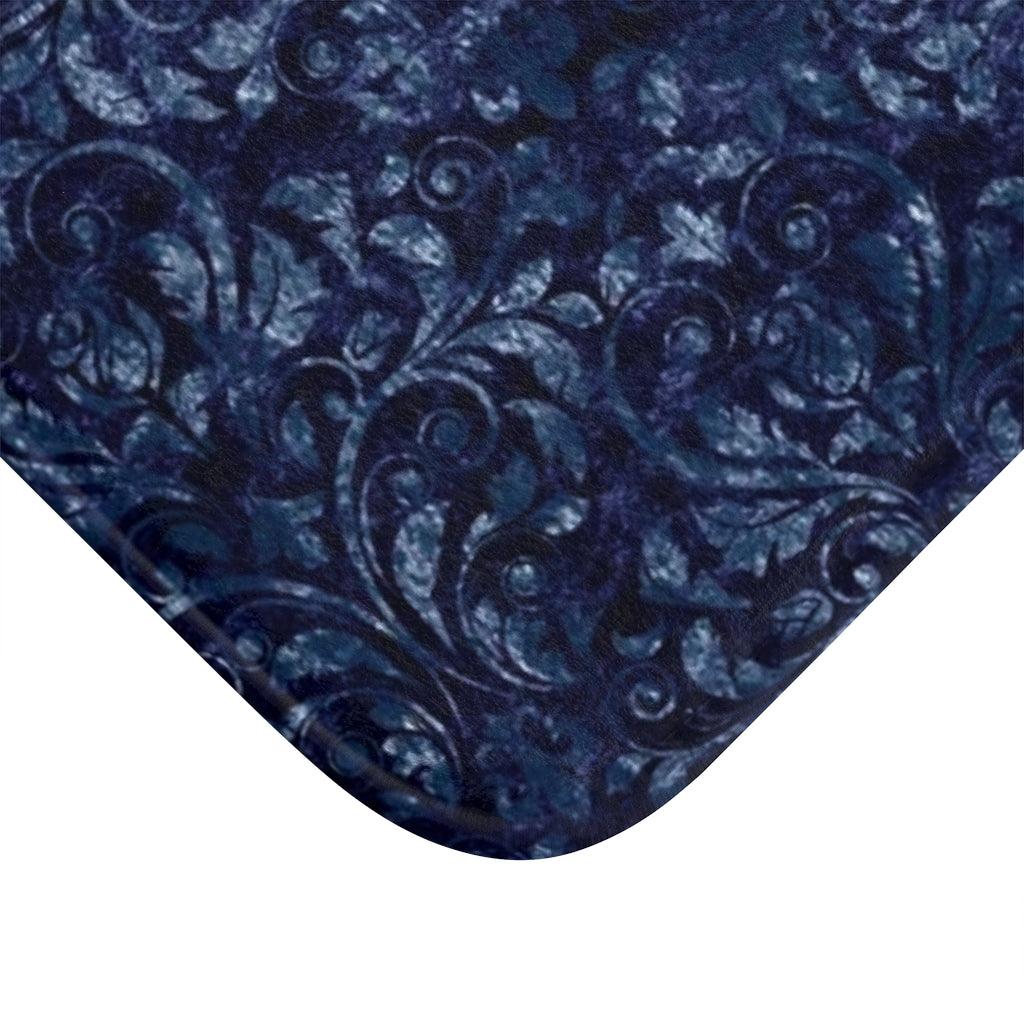 Damasked in Blues Bath Mat - Swishgoods