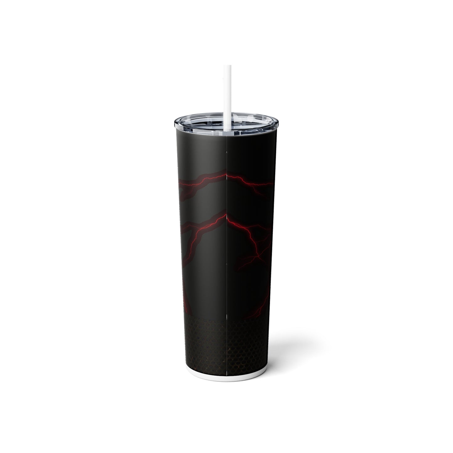 Red Skull with Lightning Skinny Steel Tumbler with Straw
