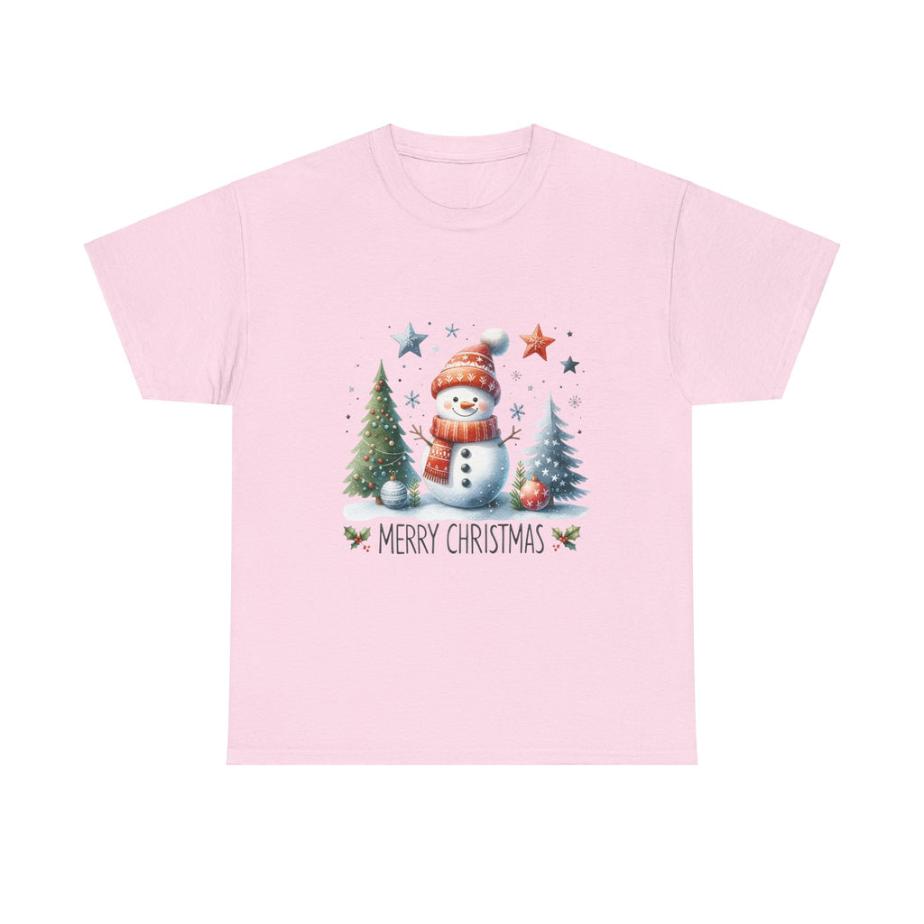 Merry Christmas Snowman Unisex Heavy Cotton Tee