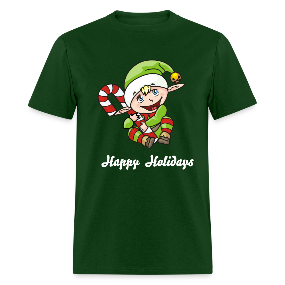 Elf Happy Holidays T-Shirt - forest green