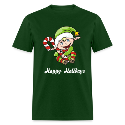 Elf Happy Holidays T-Shirt - forest green