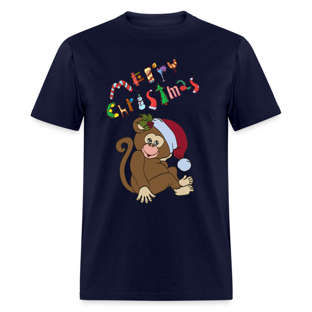 Monkey Christmas T-Shirt - navy