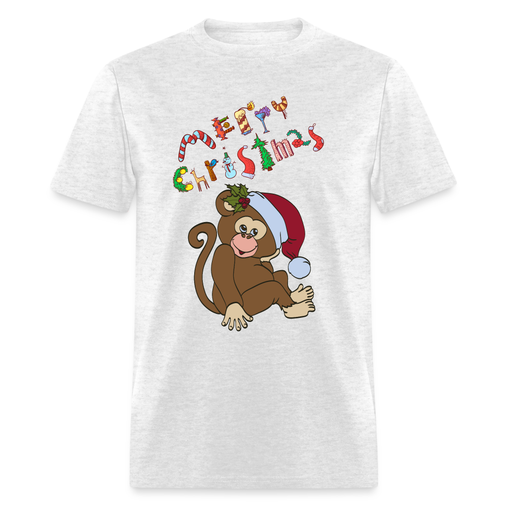 Monkey Christmas T-Shirt - light heather gray