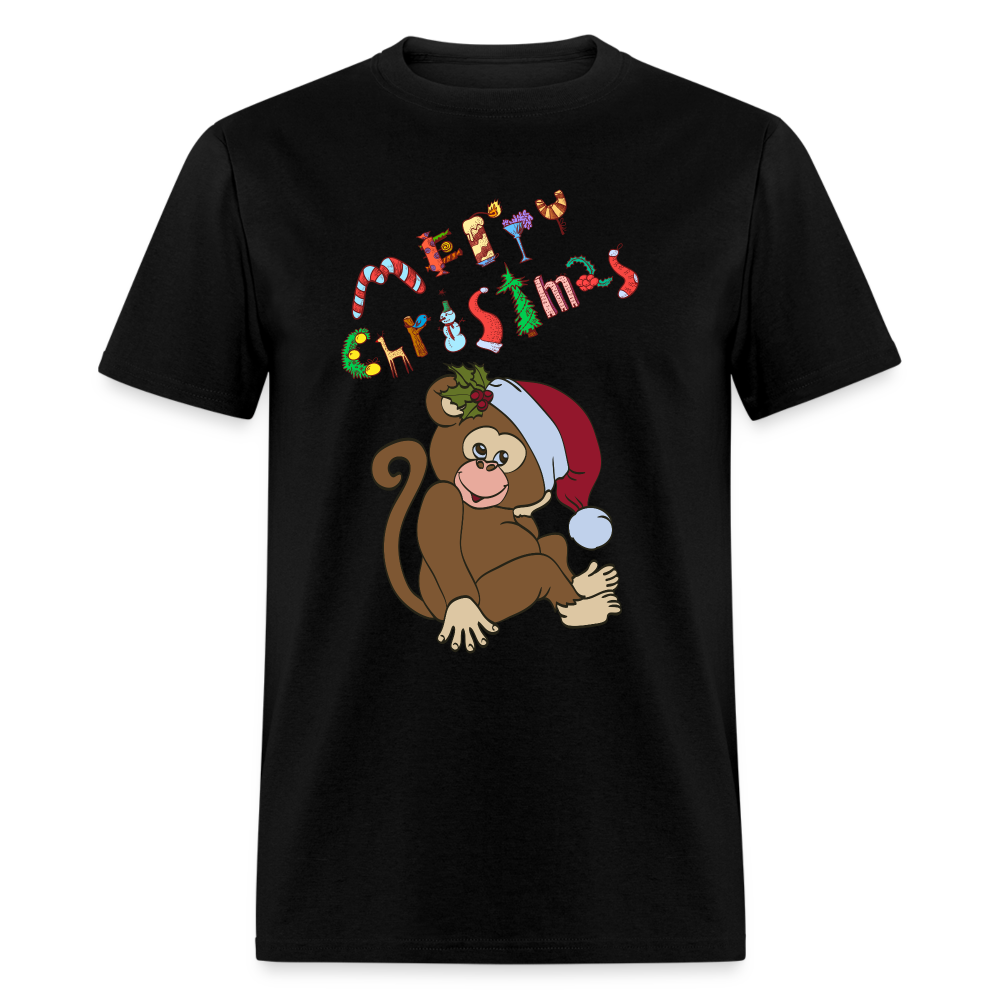 Monkey Christmas T-Shirt - black