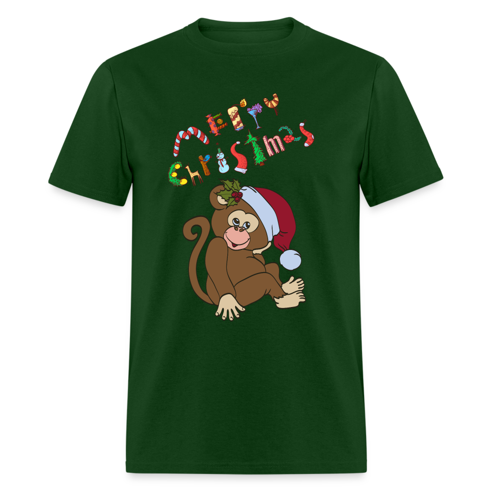 Monkey Christmas T-Shirt - forest green