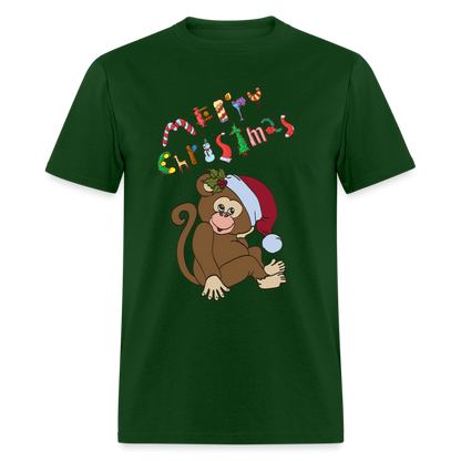 Monkey Christmas T-Shirt - forest green