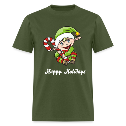 Elf Happy Holidays T-Shirt - military green