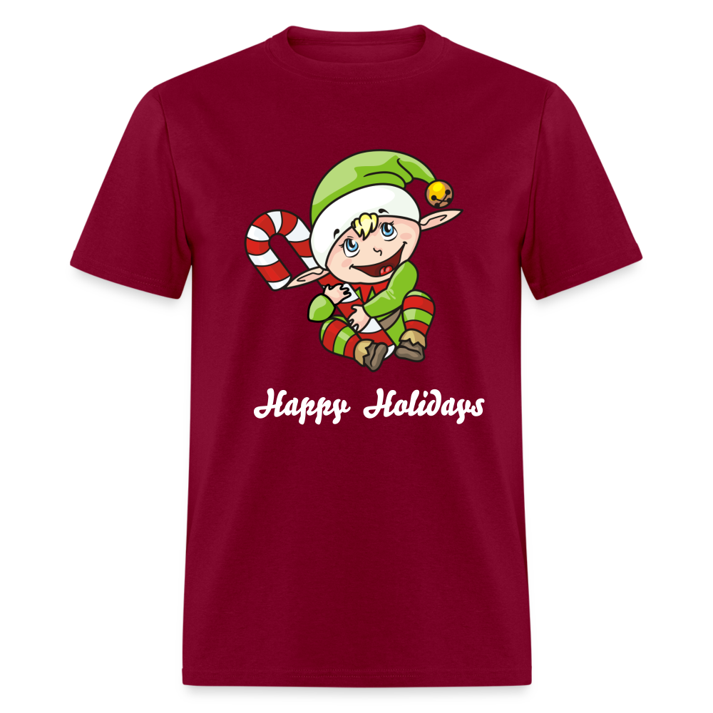 Elf Happy Holidays T-Shirt - burgundy