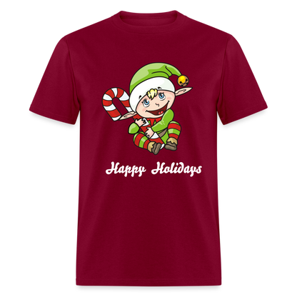 Elf Happy Holidays T-Shirt - burgundy