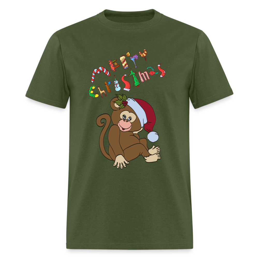 Monkey Christmas T-Shirt - military green