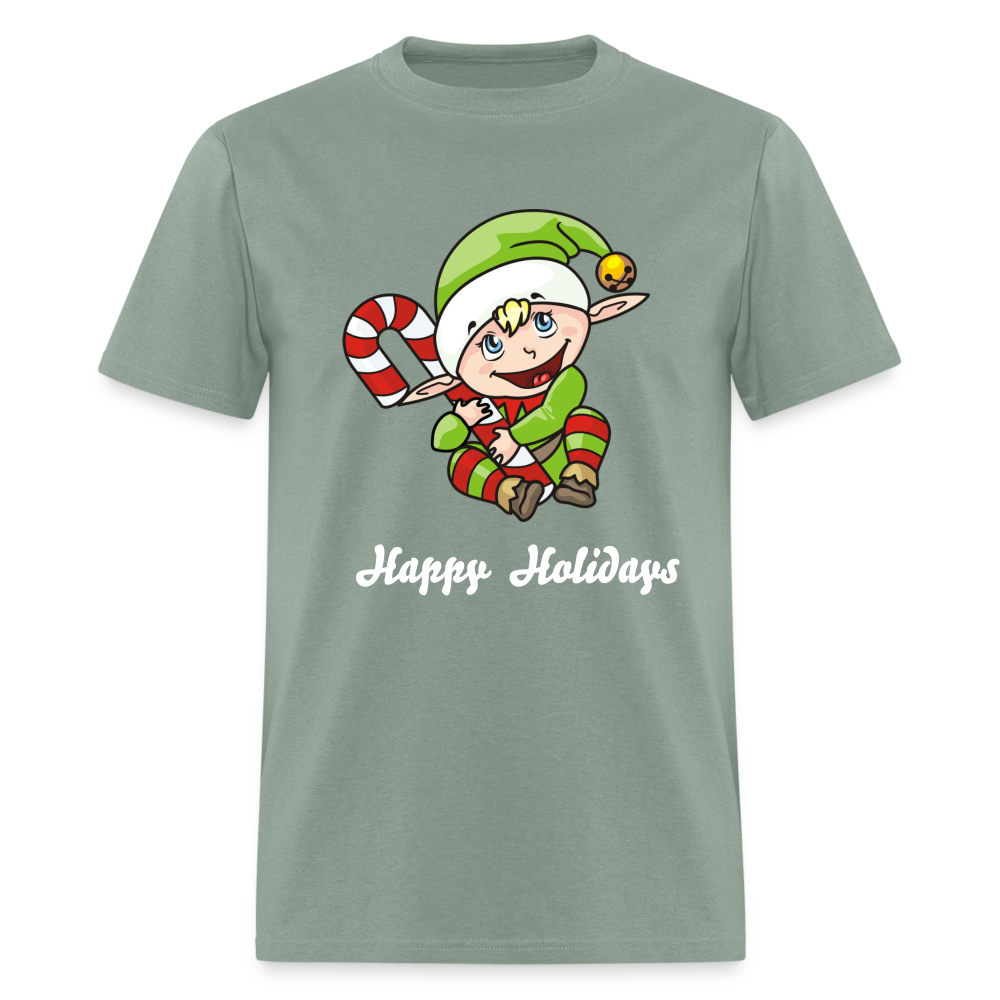 Elf Happy Holidays T-Shirt - sage