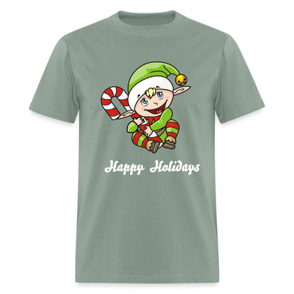 Elf Happy Holidays T-Shirt - sage