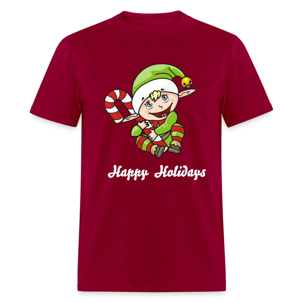 Elf Happy Holidays T-Shirt - dark red