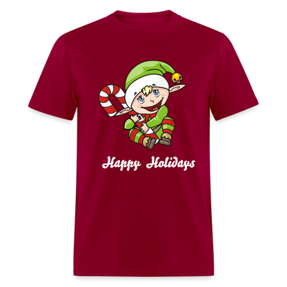 Elf Happy Holidays T-Shirt - dark red