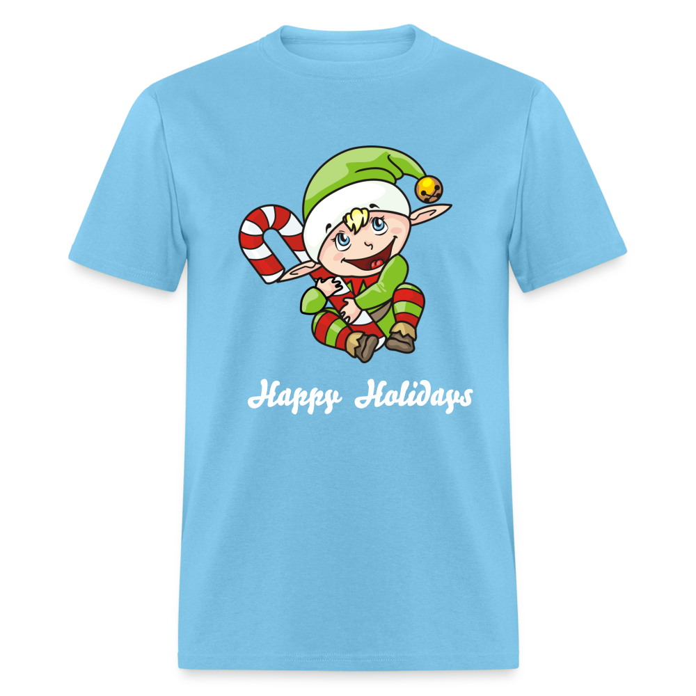 Elf Happy Holidays T-Shirt - aquatic blue