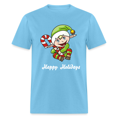 Elf Happy Holidays T-Shirt - aquatic blue