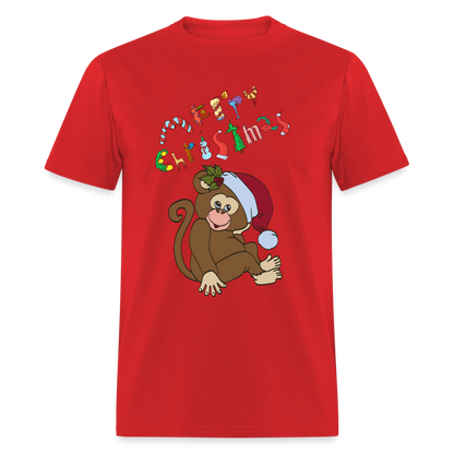 Monkey Christmas T-Shirt - red