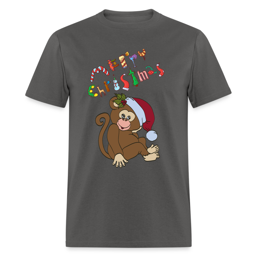 Monkey Christmas T-Shirt - charcoal