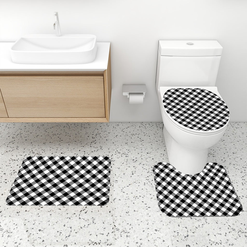 Bathroom Rugs Set with Shower Curtain 4 pcs