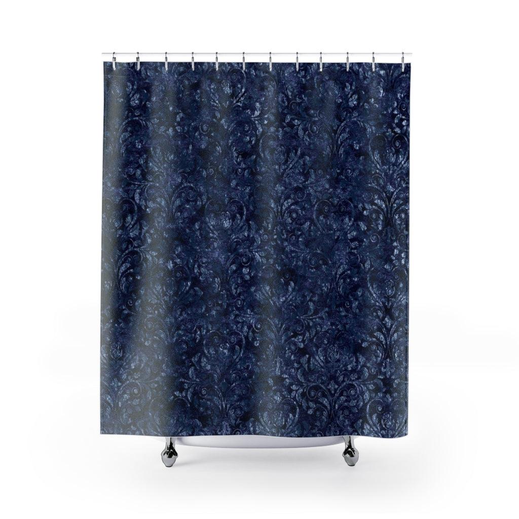 Damasked in Blues Shower Curtain - Swishgoods