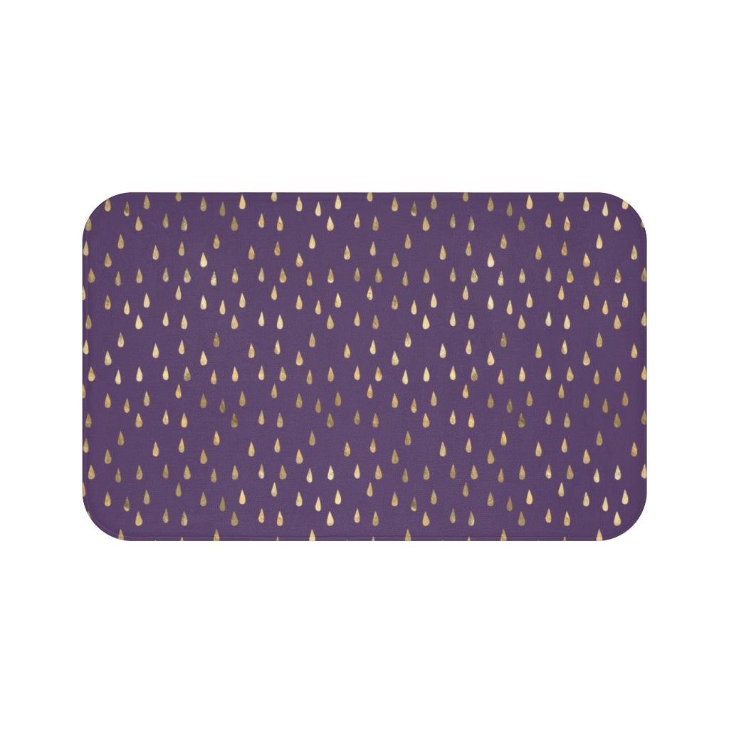 Golden Rain Drops on Eggplant Bath Mat - Swishgoods