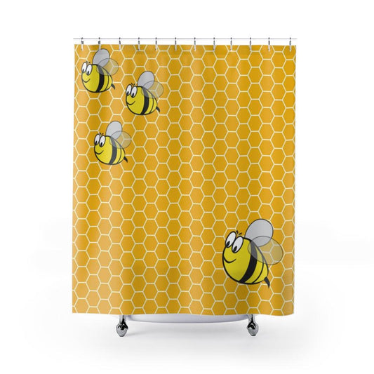 Bumble Bee on Honeycomb Shower Curtain - Swishgoods