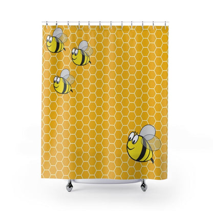 Bumble Bee on Honeycomb Shower Curtain - Swishgoods