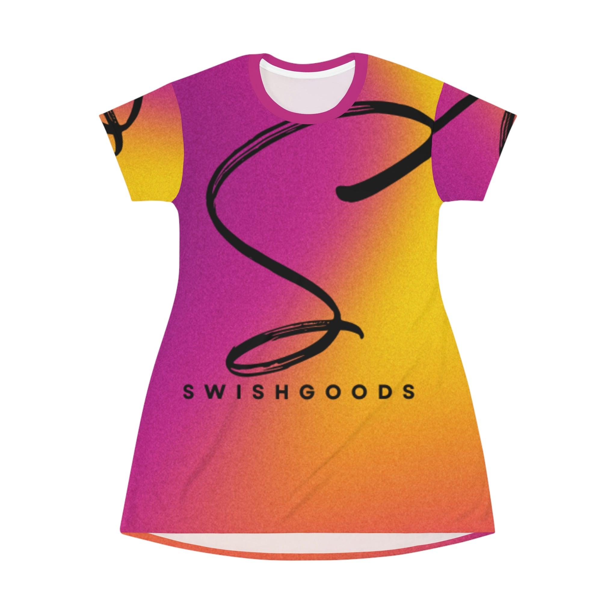 All Over Print T-Shirt Dress - Swishgoods