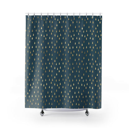 Golden Rain Drops on Solid Shower Curtain - Swishgoods