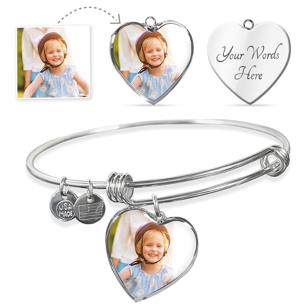 Custom Add Your Own Photo Heart Pendant Bracelet - Swishgoods