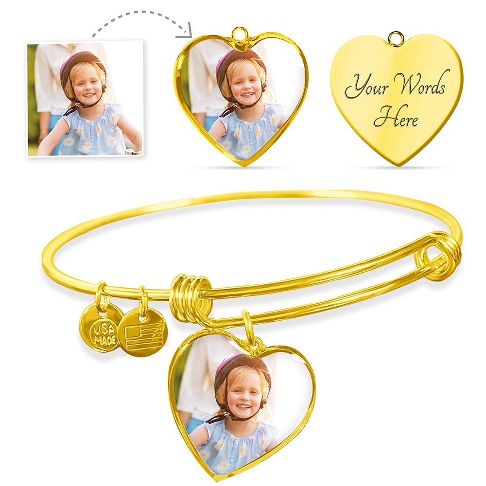 Custom Add Your Own Photo Heart Pendant Bracelet - Swishgoods