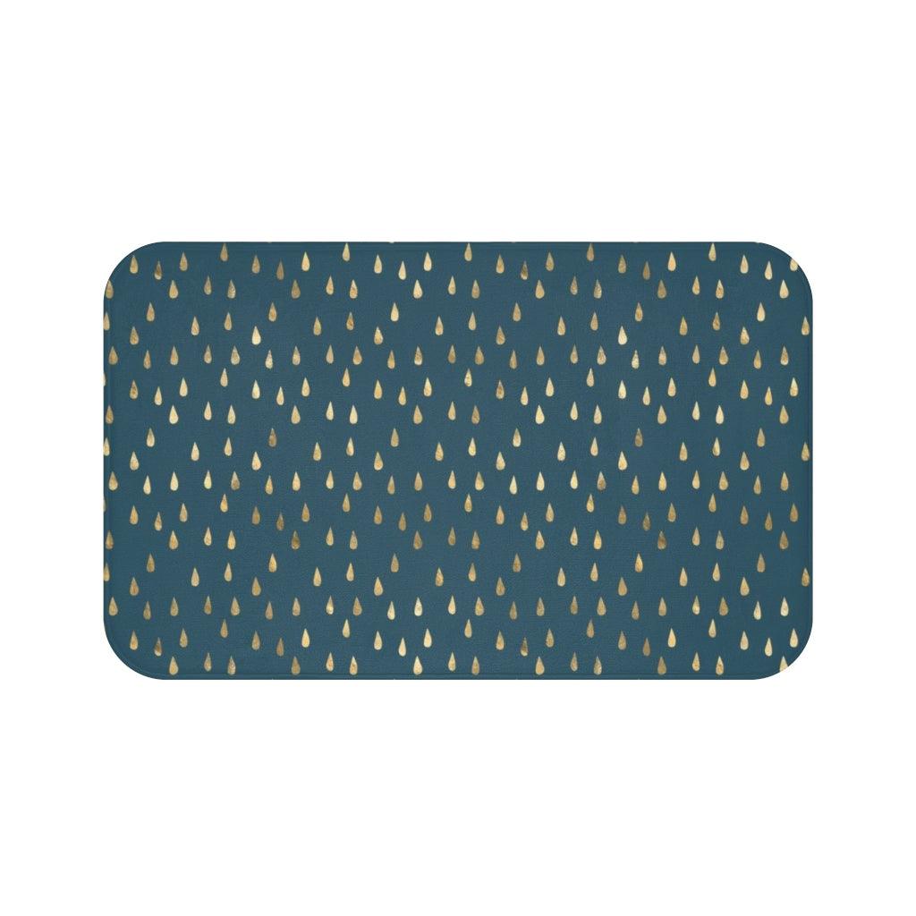 Golden Rain Drops on Solid Bath Mat - Swishgoods
