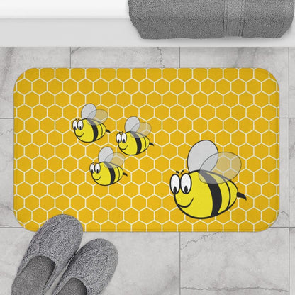 Bumble Bee on Honeycomb Bath Mat - Swishgoods