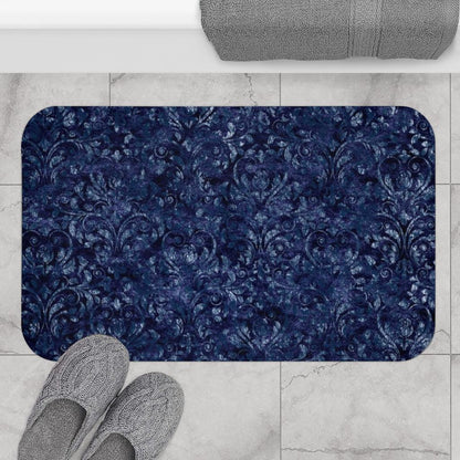 Damasked in Blues Bath Mat - Swishgoods