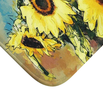 Primitive Sunflowers Bath Mat - Swishgoods