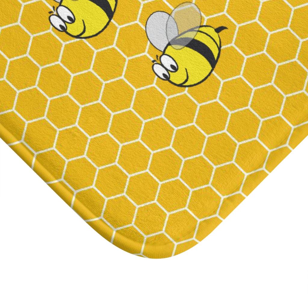Bumble Bee on Honeycomb Bath Mat - Swishgoods