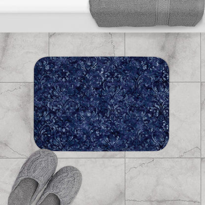 Damasked in Blues Bath Mat - Swishgoods